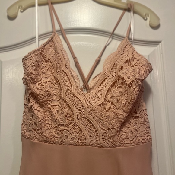 Lulu’s Blush Pink Full Length Chiffon Gown - M - Picture 2 of 5